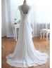 Ruffled Sweetheart Neck Ivory Pleated Chiffon Beach Wedding Dress